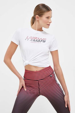 LaBellaMafia Tricou De Antrenament Essentials Culoarea Alb Dama, Cu Elastan, Model Print