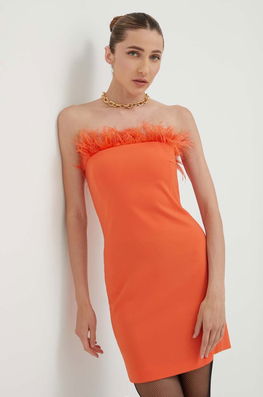 Patrizia Pepe Rochie Culoarea Portocaliu, Mini, Mulata Dama, Panza, Cocktail