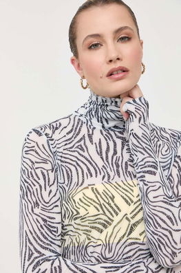 Patrizia Pepe Longsleeve Femei, Cu Guler Dama Albastru, Cu Elastan
