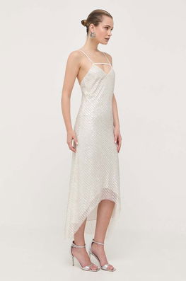 Patrizia Pepe Rochie Culoarea Alb, Maxi, Mulata Dama, Tricotaj, Cocktail, Model Imprimeu