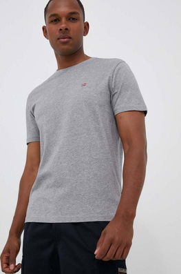 Napapijri Tricou Din Bumbac Culoarea Gri, Melanj Bărbaţi