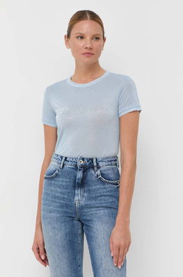 Patrizia Pepe Tricou Femei Dama Albastru, Cu Elastan