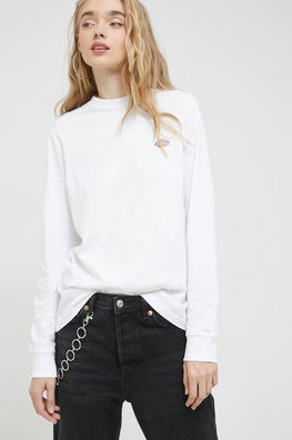 Dickies Longsleeve Din Bumbac Culoarea Alb Dama