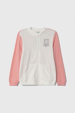 United Colors Of Benetton Hanorac De Bumbac Pentru Copii Culoarea Roz, Cu Imprimeu, Model Print