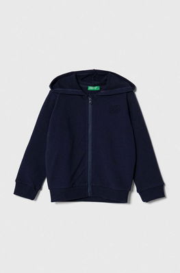 United Colors Of Benetton Bluza Copii Culoarea Albastru Marin, Cu Glugă, Neted Bleumarin