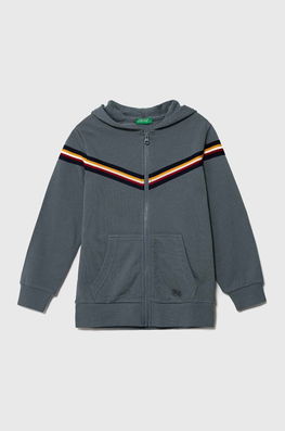 United Colors Of Benetton Hanorac De Bumbac Pentru Copii Culoarea Gri, Cu Glugă, Modelator
