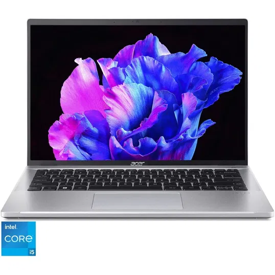 Laptop Acer Swift Go 14 SFG14-71 cu procesor Intel® Core™ i5-1335U pana la 4.6 GHz, 14, 2.2K, IPS, 8GB, 512GB SSD, Intel® UHD Graphics, No OS, Silver