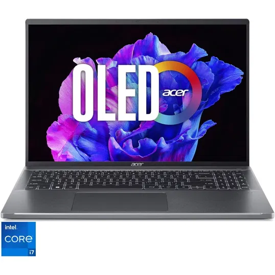 Laptop Acer Swift Go 16 SFG16-71 cu procesor Intel® Core™ i7-1355U pana la 5.0 GHz, 16, 3.2K, OLED, 16GB, 1TB SSD, Intel® UHD Graphics, No OS, Iron