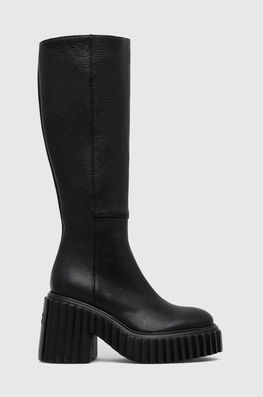 AGL Ghete De Piele TIGGY HIGH Femei, Culoarea Negru, Cu Toc Drept, D263529PGKK0011013