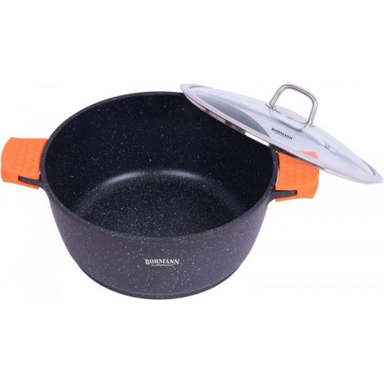 Cratita marmorata cu capac, Bohmann BH 7350-26 MRB,26cm,5litri