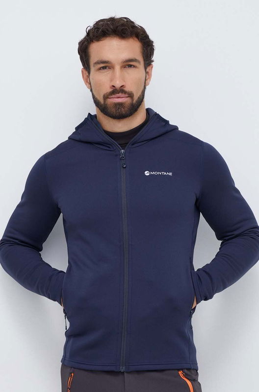 Montane Hanorac Fury Culoarea Albastru Marin, Cu Glugă, Neted Bleumarin