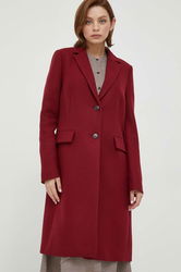 Tommy Hilfiger Palton De Lana Culoarea Bordo, De Tranzitie Burgundia