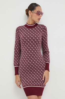 Guess Rochie Culoarea Bordo, Mini, Mulata Burgundia