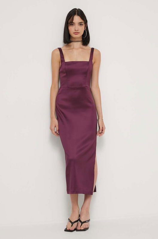 Abercrombie & Fitch Rochie Culoarea Violet, Midi, Mulata