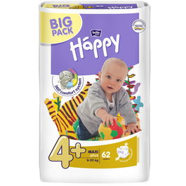 Scutece Happy Maxi Plus 4+ Big Pack, 9-20 kg, 62 buc