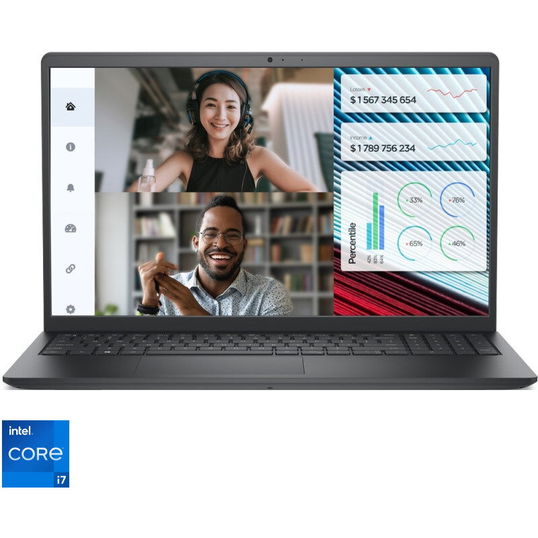 Laptop Dell Vostro 3520 cu procesor Intel® Core™ i7-1255U pana la 4.7 GHz, 15.6, Full HD, 120Hz, 8GB DDR4, 512GB SSD, Intel® UHD Graphics, Ubuntu 22.04, Carbon Black, 3y ProSupport and Next Business Day Onsite Service