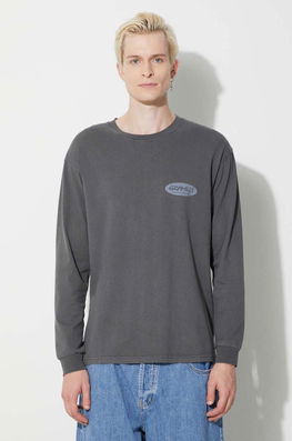 Gramicci Longsleeve Din Bumbac Original Freedom Oval Longsleeve Tee Culoarea Gri, Cu Imprimeu, G3FU.T072