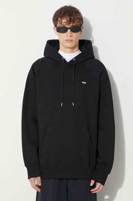 Wood Wood Hanorac De Bumbac Essential Fred Classic Hoodie Bărbați, Culoarea Negru, Cu Glugă, Uni 20005602.2493
