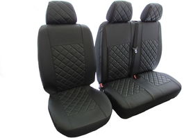 Huse Scaune Renault Trafic 2005 culoare Negru din piele romb cu masuta si cotiera sofer Editie Speciala