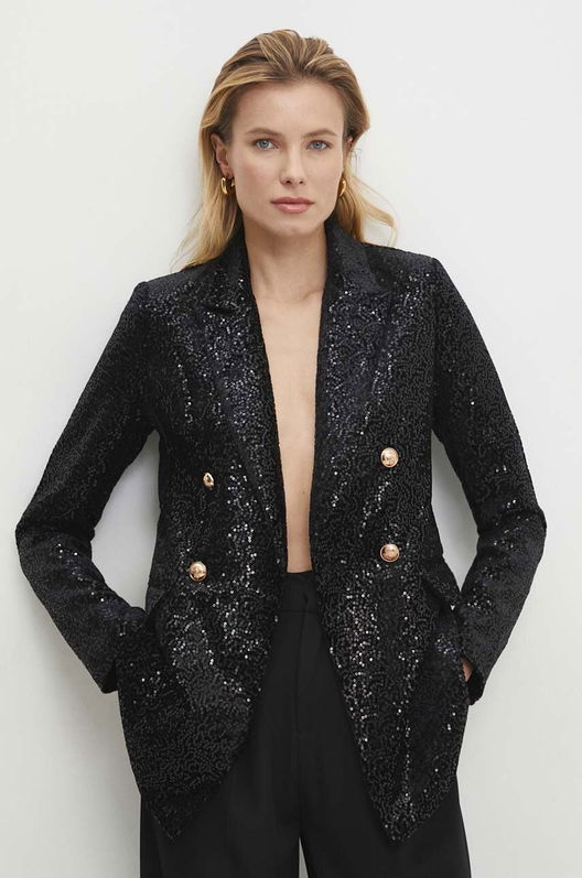 Answear Lab Sacou Culoarea Negru, Un Singur Rand De Nasturi, Neted