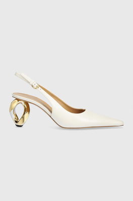 JW Anderson Pantofi De Piele Chain Heel Culoarea Bej, Cu Toc Drept, Cu Toc Deschis, ANW42055A