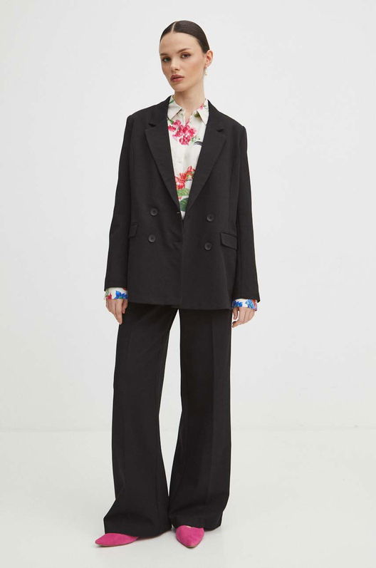 Medicine Pantaloni Femei, Culoarea Negru, Lat, High Waist
