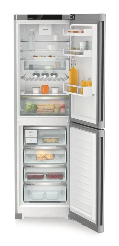 Combina frigorifica Liebherr CNsfc 573i Plus, NoFrost, EasyFresh, 60 cm, 359 l, EasyTwist-Ice, DuoCooling, SmartDeviceBox, Clasa C, SteelFinish