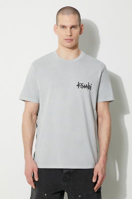 KSUBI Tricou Din Bumbac Lock Up Kash Ss Tee Bărbați, Culoarea Gri, Cu Imprimeu, MPS24TE002
