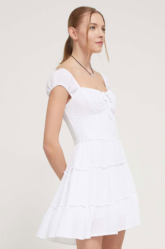 Hollister Co. Rochie Culoarea Alb, Mini, Evazati