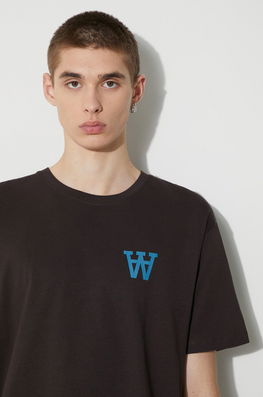 Wood Wood Tricou Din Bumbac Ace Chest Print Bărbați, Culoarea Maro, Cu Imprimeu, 10275700.2222