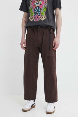 Gramicci Pantaloni De Bumbac Culoarea Maro, Drept