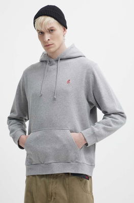 Gramicci Hanorac De Bumbac One Point Hooded Sweatshirt Barbati, Culoarea Gri, Cu Glugă, Neted