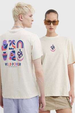 Kaotiko Tricou Din Bumbac Culoarea Bej, Cu Imprimeu