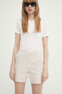 Theory Pantaloni Scurti Din In Culoarea Bej, Neted, High Waist