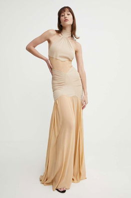 Aniye By Rochie Culoarea Bej, Maxi, Evazati, 185024