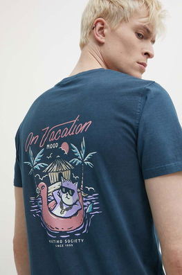 Kaotiko Tricou Din Bumbac Culoarea Albastru Marin, Cu Imprimeu Bleumarin
