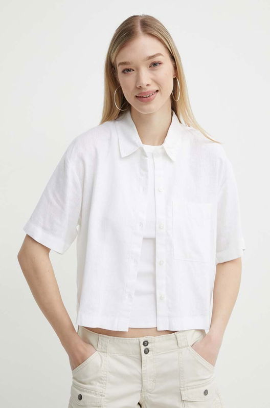Abercrombie & Fitch Camasa De In Culoarea Alb, Cu Guler Clasic, Relaxed