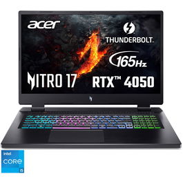 Laptop Acer Nitro 17 AN17-51-56AT cu procesor Intel® Core® i5-13420H pana la 4.7GHz, 17.3, FHD, 165Hz, IPS, 16GB DDR5, 1TB SSD, NVIDIA® GeForce RTX™ 4050 6GB GDDR6, No OS, Black