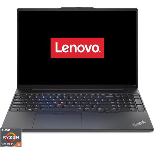 Laptop Lenovo 16'' ThinkPad E16 Gen 1, WUXGA IPS, Procesor AMD Ryzen™ 5 7530U (16M Cache, up to 4.5 GHz), 24GB DDR4, 1TB SSD, Radeon, No OS, Graphite Black