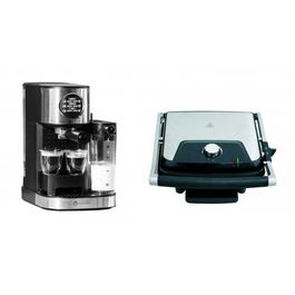 Pachet Espressor manual Barista latte, 15 Bar, 1470 W, 1.2 l, Cana lapte 700 ml si Grill electric Panini & Grill SC2128