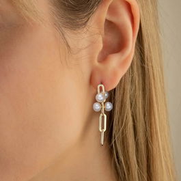 Cercei din argint si perle naturale pentru femei, argint 925 placat cu aur, perla naturala, bijuterii din argint stil casual sau elegant pentru evenimente si petreceri, cadoul perfect, dama, summer festival, 4,74 gr