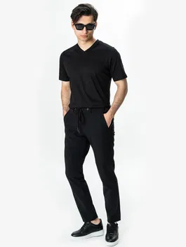 Tricou Premium Negru Barbati Bumbac Egiptean Guler Anchior BMan290