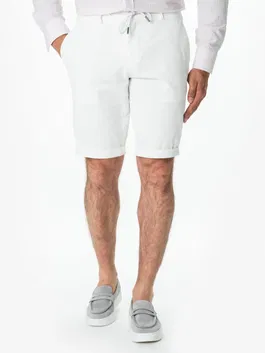 Pantaloni Barbati Scurti Cu Siret De Vara Albi Din 100% Bumbac BMan176