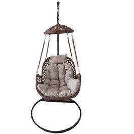 Scaun/balansoar suspendat Turin Heinner, 72x102x107/195 cm, rattan maro, perna gri