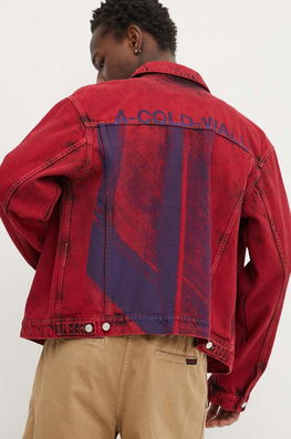 WALL* Geaca Jeans Strand Trucker Barbati, Culoarea Bordo, De Tranzitie, Oversize, ACWMH054 A-COLD-WALL* Burgundia