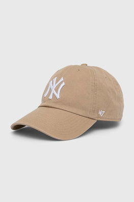 47 Brand șapcă Din Bumbac Pentru Copii MLB New York Yankees CLEAN UP Culoarea Bej, Cu Imprimeu, BNLRGW17GWS