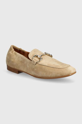 Billi Bi Mocasini De Piele Femei, Culoarea Bej, Cu Toc Plat, A1918