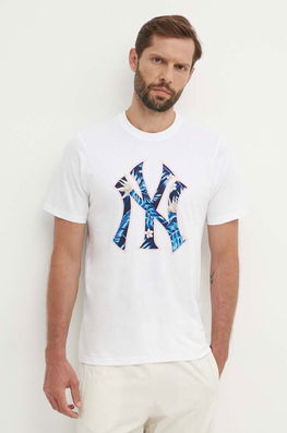 47 Brand Tricou Din Bumbac MLB New York Yankees Barbati, Culoarea Alb, Cu Imprimeu, BB017TEMECH610503WW