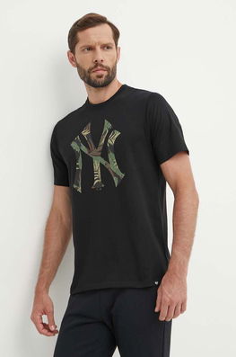 47 Brand Tricou Din Bumbac MLB New York Yankees Barbati, Culoarea Negru, Cu Imprimeu, BB017TEMECH610489JK