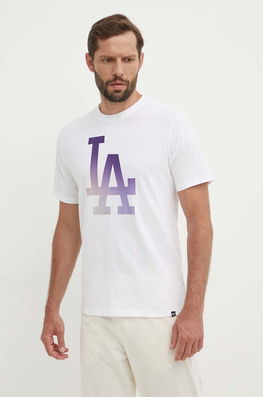 47 Brand Tricou Din Bumbac MLB Los Angeles Dodgers Barbati, Culoarea Alb, Cu Imprimeu, BB012TEMECH618800WW